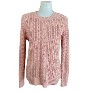 Jeanne Pierre blush pink cable knit sweater